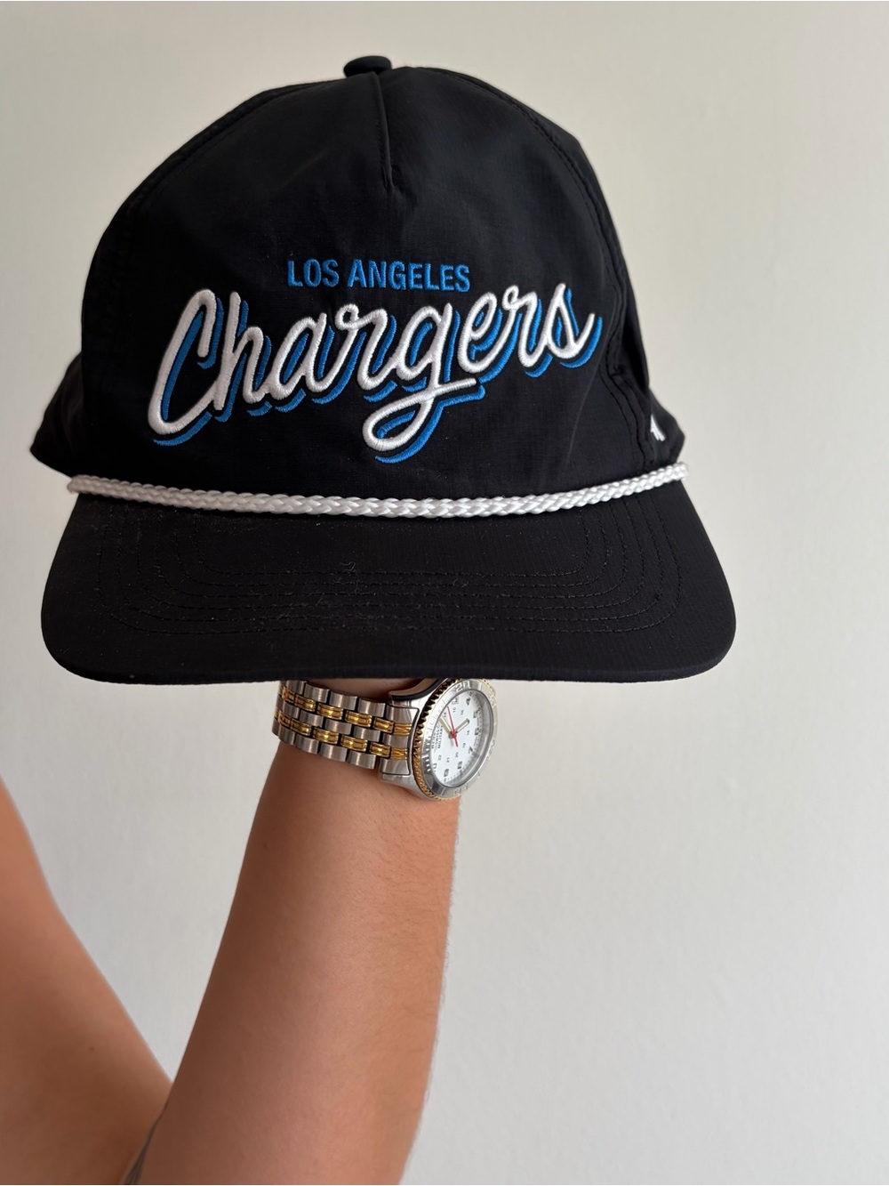 NFL Los Angeles Chargers Black Cap with White Rope and Blue Script